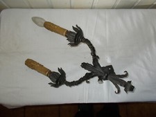 Ancien applique murale 2 bougies ampoules  metal fer 1kg200 40 cm