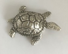 TORTUE EN METAL ARGENTIFERE/