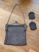 Sac Maille Argent Massif Ancien XIXème 253 g ainsi que deux petits 