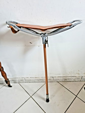 TRES RARE CANNE SIEGE CUIR, GOLF CHASSE PROMENADE... 2 EMBOUTS DIFFERENTS  88 cm