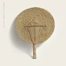 Femme Main Paille Tissé Éventail Vintage Été Japonais Fait à la 2017 Neuf Mode