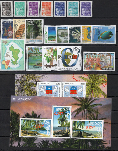 Timbres mayotte année - mayotte,