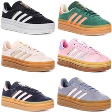 Adidas Gazelle Bold J Retro Suède Jeunes Filles Baskets En Rose Clair UK 3 - 7