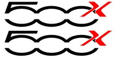 2 LOGOS POUR FIAT 500X COULEUR NOIR BRILLANT / ROUGE AUTOCOLLANT STICKER CB119