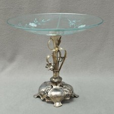 WMF Art Nouveau Grand Coupe à Fruits / Surtout de Table, Floral, Argenté, Grav.