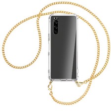 Collier pour Sony Xperia 5 chaîne en métal (O) Etui Coque silicone avec cordon