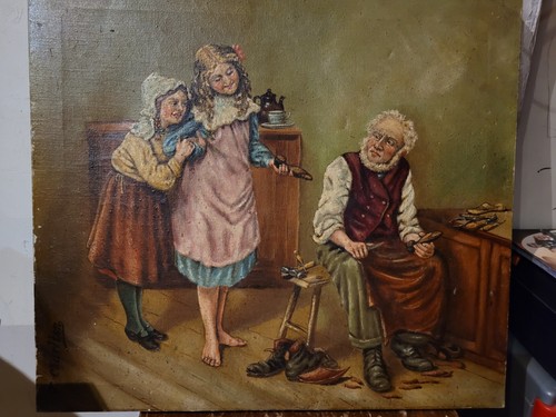 Ancien tableau huile - tableau,huile, sur