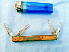 ancien petit couteau multilames d'écrivain ou notaire taille plume 