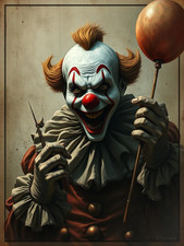 Photo 15x20 clown au ballon rouge – art horreur réaliste – papier photo 210 g