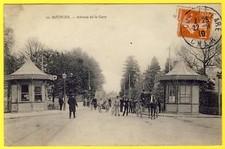 cpa BOURGES (Cher) Avenue de la GARE Animée Attelage Kiosques Charette à Bras