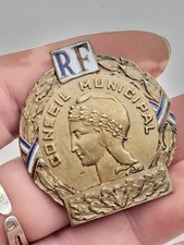 Insigne  Fonction Bronze Émaillé Conseil Municipal RF 38x35mm Enamel Art Deco