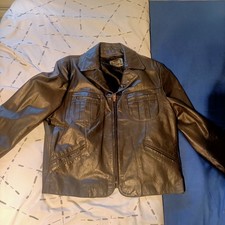 Leather Jacket  Gray Vintage Men: Size 46