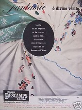 PUBLICITÉ 1958 DRAPS DESCAMPS L'AINÉ LES DRAPS NUITS ÉLÉGANTES - ADVERTISING