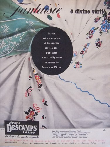 Publicité 1958 draps descamps - publicitÉ,