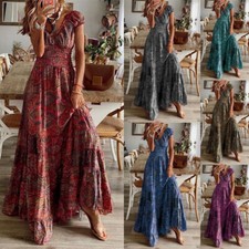 Femmes Vacances Boho Robe Dames Été Plage Longue Robe Maxi Robe D'été Grande /