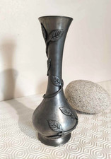 vase ancien en étain fait main vintage 1960