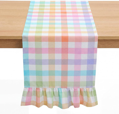 Pastel gingham ruffle table - pastel,