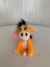 Mini Peluche âne orange fluo Vintage Souvenir d'enfance PDI234