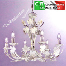 Lustre classique ivoire or 6 lumières lampe suspension salle à manger salon AURA