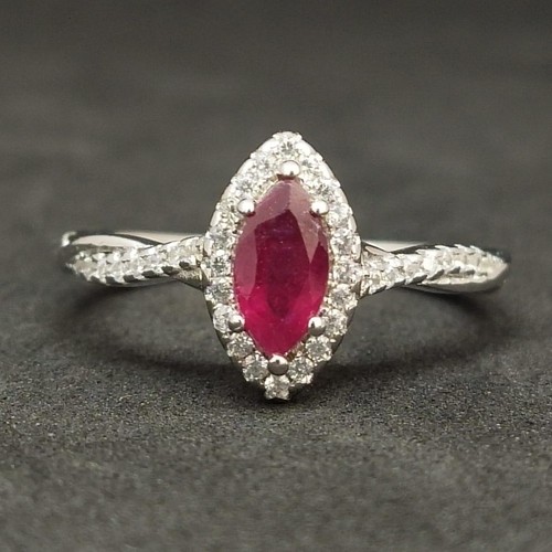 Bague marquise argent - en,