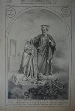 LITHO XIX° SCENE SAINT PIERRE PAPE PIERRE II RELIGION DRAGON  ITALIE RELIGION