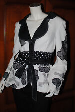 Veste femme, Savage Culture, 38/40, manches longues,100% coton, blanc-noir.