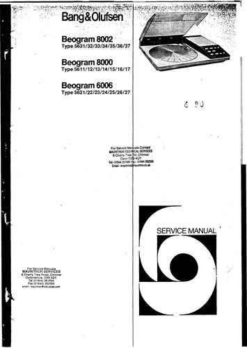 Manuel service bang olufsen - service,