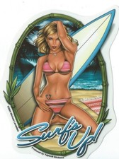 AUTOCOLLANT SEXY PIN UP SURFS