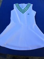 Robe N°5 rare blanche verte en jersey de tennis Adidas vintage 1970 tachée