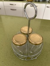 Support présentoir, panier 3 pots verrines verre, épices, confiture
