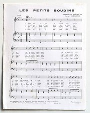 Partition vintage sheet music SERGE GAINSBOURG : Les Petits Boudins 60's Walter