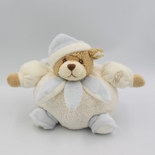 Doudou ours boule blanc bleu