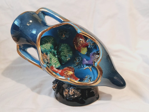 Lampe amphore bleue vallauris - lampe,
