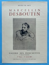 Rare Affiche Originale 1967 Marcelin DESBOUTIN Galerie Des Ponchettes