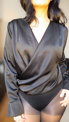 Body drapé satiné noir new - body,