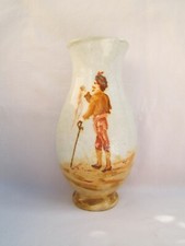 ancien vase en barbotine Montigny sur Loing signé Jean Pointu au P fleuri XIX