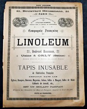 page publicitaire 1890 Paris Compagnie Française du Linoleum Toiles & Baches