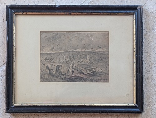 Gravure encadrée sous verre