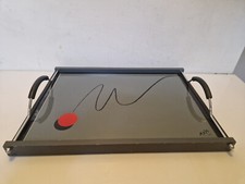 Axis Paris - Grand plateau en verre, bois, métal chriomé - design - 50,5 x 36,5