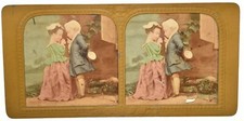  Photo stéréo panoptique albumine coloriée, B.K. Paris, Figurines d'enfants