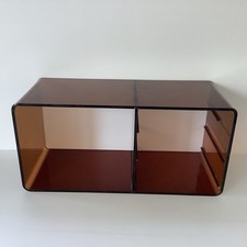 Module Rangement Plexi Fumé Orange Années 1970 Vintage Style Michel Dumas