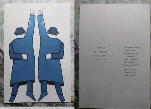 Lithographie folon 1977 chave - lithographie,