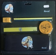 TINTIN School Pack Set écolier Plumier règle gomme crayons 2005 Neufblister