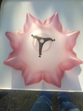 Ancienne suspension en verre Blanc Et Rose avec sa griffe