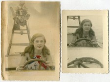 Ensemble 7 Photos Très Jolie Jeune Femme Bateau Moteur d’Avion Fashion 1930