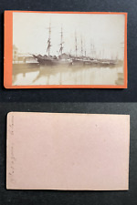 France, Saint Nazaire, le bassin, bateaux, circa 1870 vintage cdv albumen print 