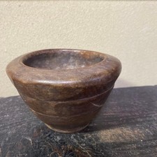 Bol sculpté en bois 3,5 po/4,75 po ancien art populaire japonais de la...