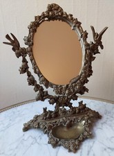 Psyché Miroir De Table En Bronze Classique fleurs et oiseaux