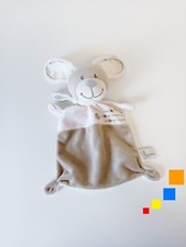 Doudou Plat/Mouchoir Lapin Rose Marron Beige Croix Écharpe - Nicotoy Simba Toys