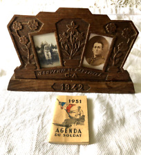 Vtg French Hand Carved Wooden Photo Frame M Beziaud WW2 Memory of Captivity 1942